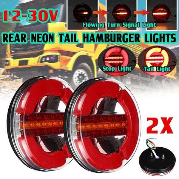 

emergency lights 2x dynamic led trailer truck tail light strobe brake drl turn signal lamp for car boat bus van caravan taillight