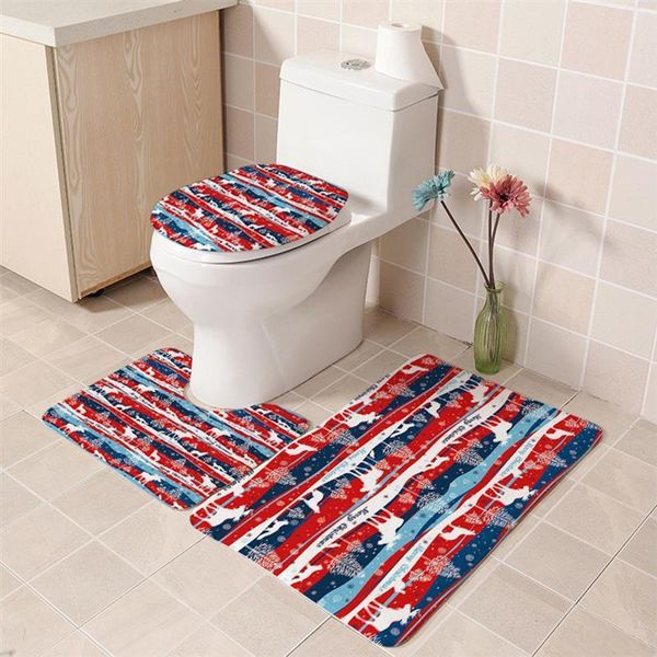 

1pcs christmas toilet seat & cover santa claus bathroom mat xmas decor bathroom santa toilet seat cover rug home decoration