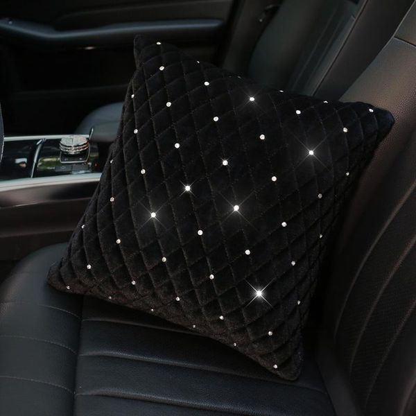 

seat cushions rhinestones car neck pillow soft plush crystal auto headrest waist support cover interior accessories