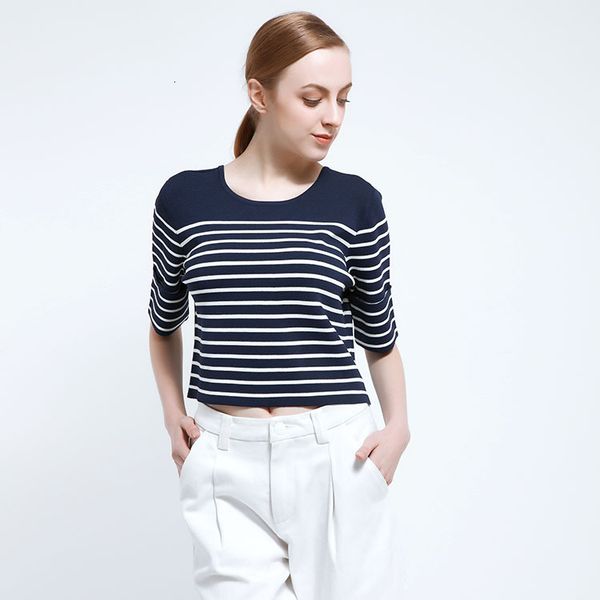 

female striped shirt neck half sleeve short mesh jumpers sweater mujer t171003 ifdh, White;black