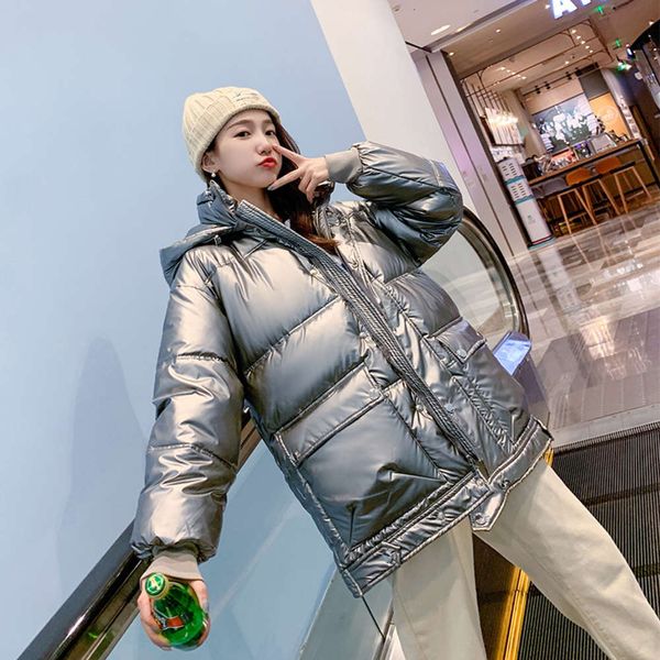 

bright face clothes autumn and winter 2020 new korean loose hat thickened jacket women's cotton padded, Black