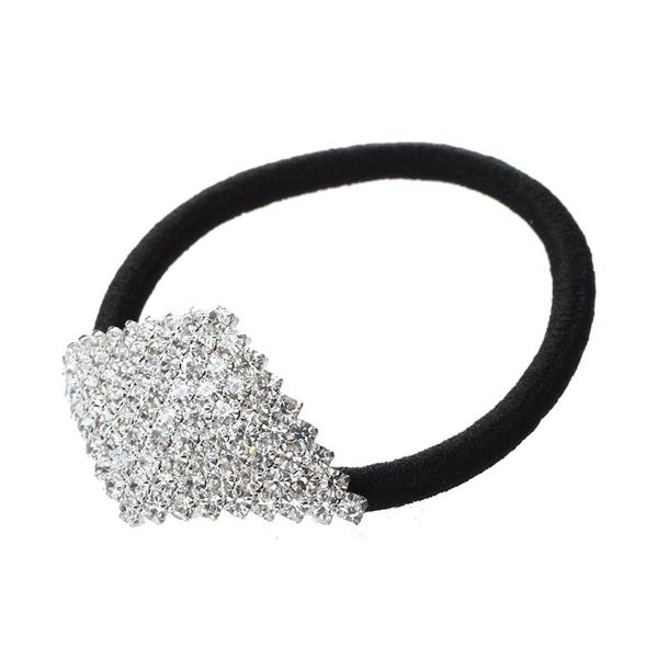

silver plated diamond shape elastic band hair tie ponytail holder