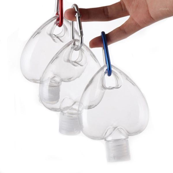 

storage bottles & jars 10pcs 50ml empty portable heart shape hand sanitizer bottle with key ring hook travel refillable alcohol containers