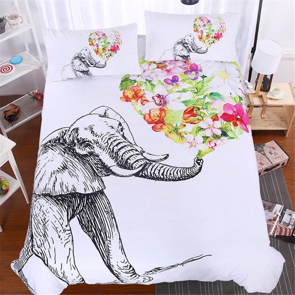 

bedding sets 3pcs animal white brand elephant 3d luxury duvet cover comforter  king full twin size flowers bedclothes