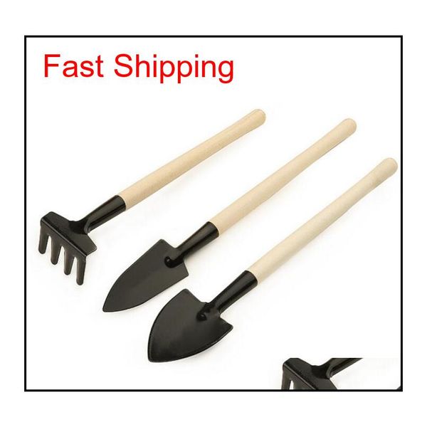 

3pcs mini shovel rake set portable gardening tool bonsai tools wooden handle metal head shovel harrows spade for qylybq dh_seller2010