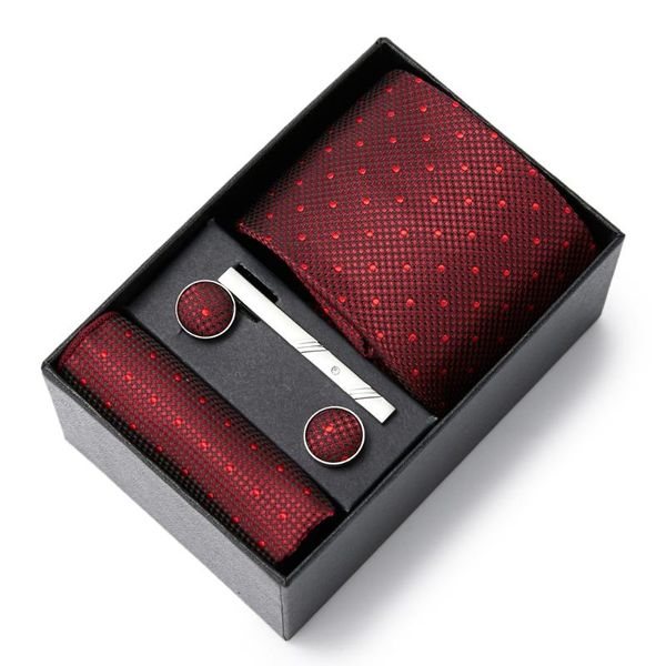 

bow ties est style brand woven 100% silk tie handkerchief cufflink set necktie box plaid drop shirt accessories fit group, Black;gray