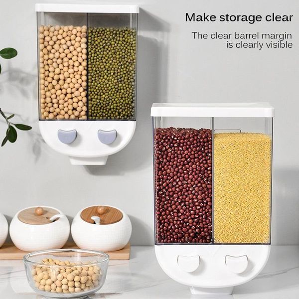 

storage bottles & jars push-type wall-mounted grain tank pp box plastic clear container set with pour lids kitchen