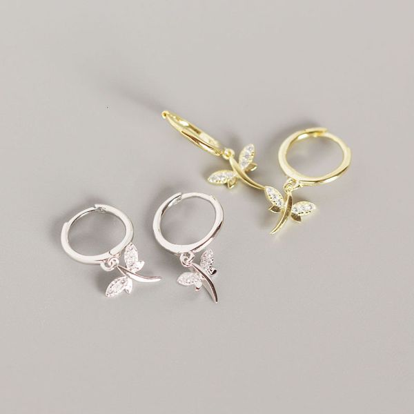 

yhe0136 popular s925 silver dragonfly earrings and earrings, Golden