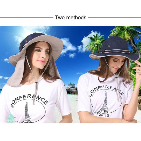 

outdoor hats men women sun hat with neck flap quick dry uv protecting caps fishing c55k sale, Black;white