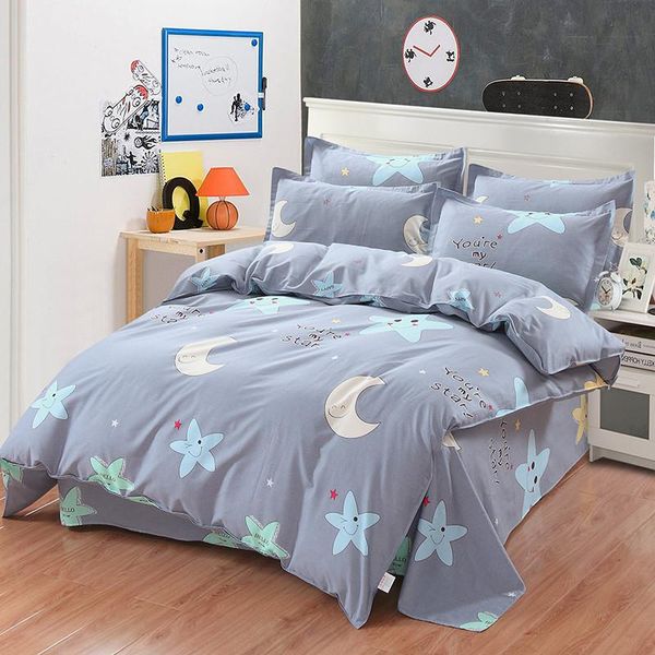

star moon bedding set 4/3pcs gray comfortable bed sheets duvet cover quilt cover twin full  king bedclothes home textiles