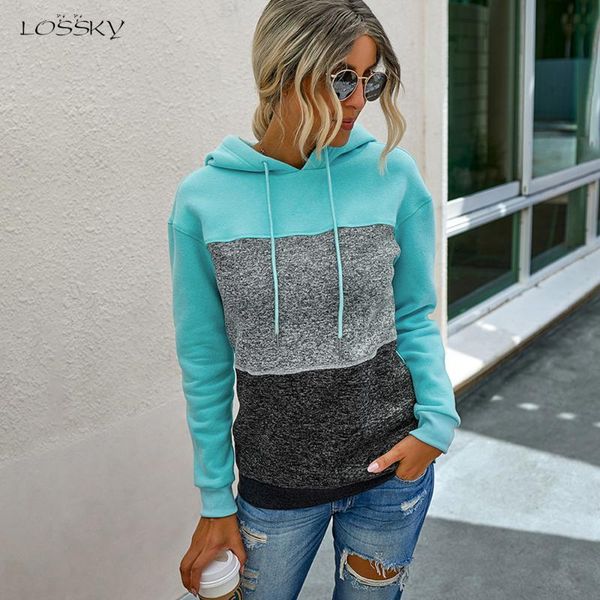

women's hoodies & sweatshirts sweatshirt autumn winter hoodie clothes fashion casual patchwork stitching warm pullover for women full, Black