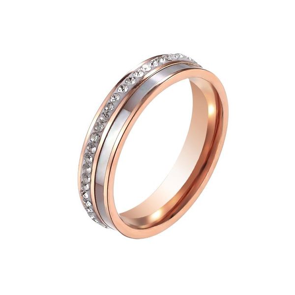 

wedding rings korean rose gold titanium steel ring, men's and women's same double-layer white shell mud stone couple's ring h, Slivery;golden