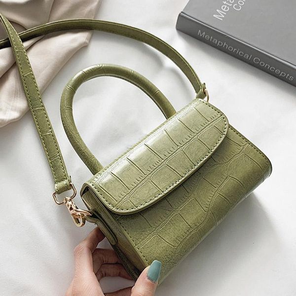 

evening bags 2021 mini small square women's fashion pu leather crossbody bag crocodile pattern chain shoulder messenger handbag