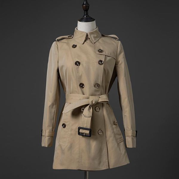 

women's trench coats autumn fashion british coat long, Tan;black