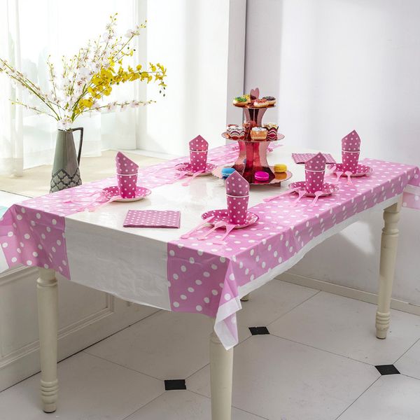

selling pink dot tableware set party layout props decoration supplies