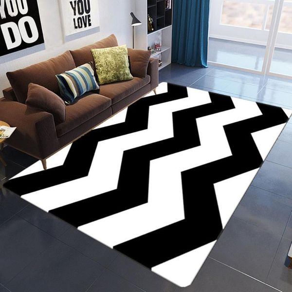 

carpets simple black/white stripe 3d printed carpet soft flannel kids room play crawl large floor mat nordic home bedroom decor area rug