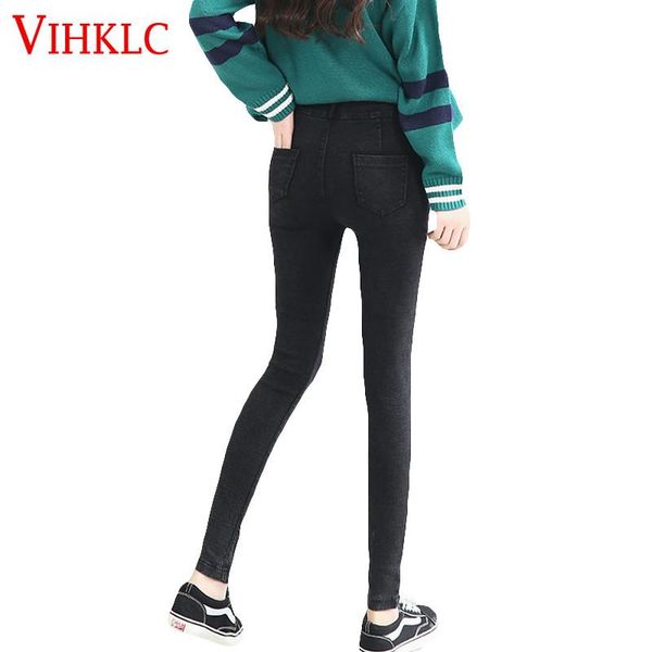 

women's pants & capris imitation denim full length women wear thin section 2021 spring autumn stretch tight pencil snowflake magic x238, Black;white
