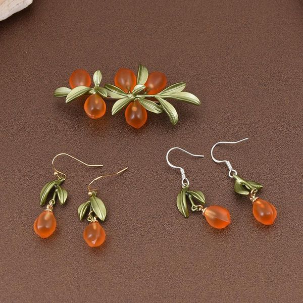 

dangle & chandelier berry simple ins small number exquisite temperament pin 2021 literature and art retro garden plant forest orange glass b, Silver