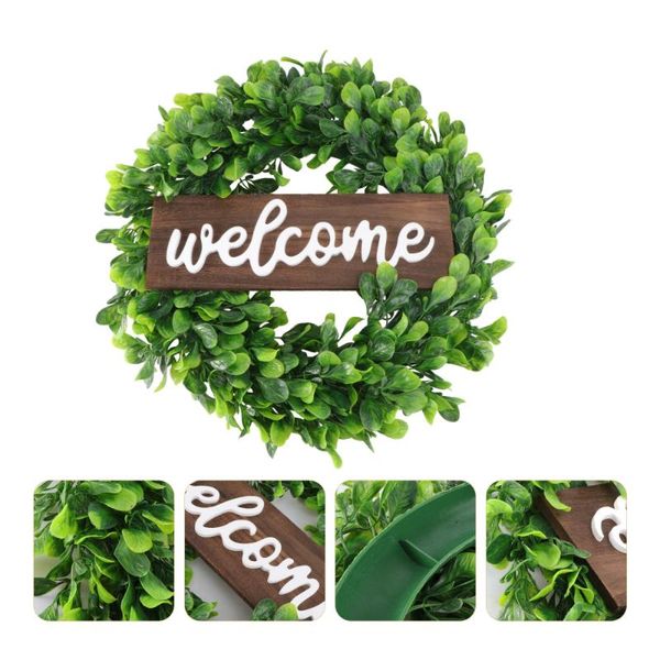 

1pc decorative welcome wreath door hanging garland ornament simulation wreath