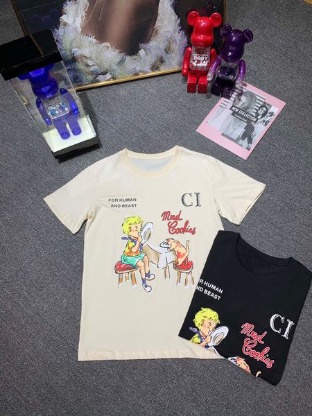 

2021 designer new cotton t-shirt fashion all-match men and women with the same style370, White