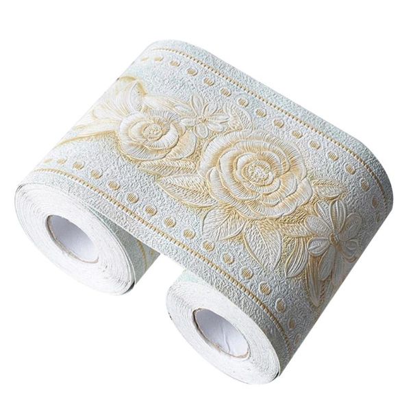 

wallpapers green background rose printing wallpaper border sticker pretty waist line wall waterproof self adhesive pvc bo