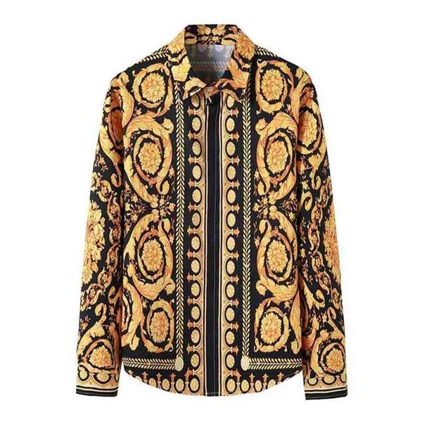 Роскошная королевская рубашка мужчины бренд с длинным рукавом S платье S барокко цветочные принты Party формальные CamiSas Hombre 210809