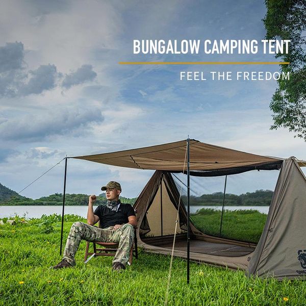 

tents and shelters outdoor 2-3 person camping picnic fishing rooffield jungle bungalow bushcraft canopy tent 4 doors travel equipment ge