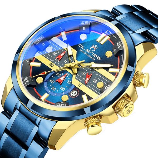 

wristwatches mens watches blue waterproof sports multifunctional stainless steel watch designer relojes para hombre 2021, Slivery;brown