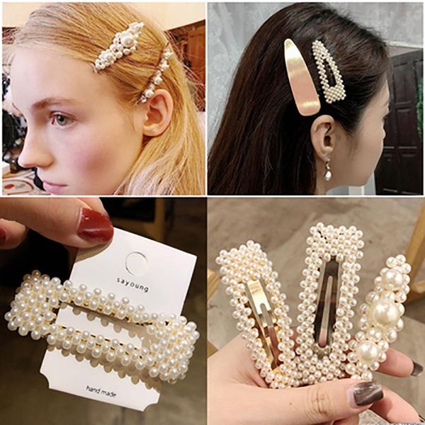 

hair clips & barrettes double fair ins style imitation pearl side pin clip lovely ornaments bb for women fashion jewelry kaf188 amazing pric, Golden;silver