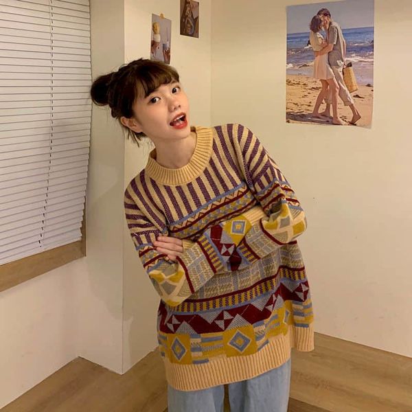 

[feminine two-piece suit] retro ins around neck sweater + broad brim pants of the female student spring and tender autumn tide s8sa, Gray