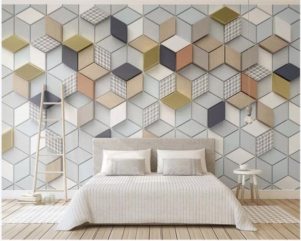 

wallpapers wdbh 3d wallpaper custom po geometric diamond plaid stitching living room home decor wall murals for walls 3 d