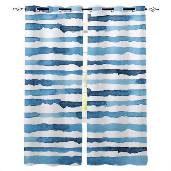 

curtain & drapes geometric lines retro blue watercolor window curtains home decor living room kitchen panel for bedroom