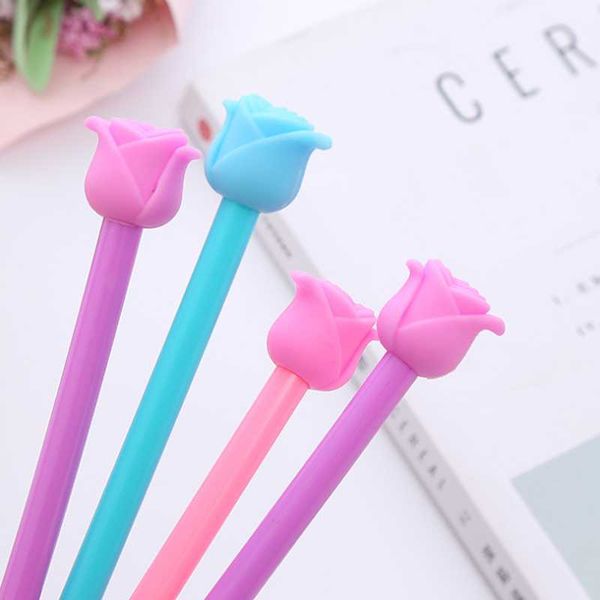 

gel pens 3pc kawaii rose pen cartoon flower shape student creative stationery office school supplies water-based signature
