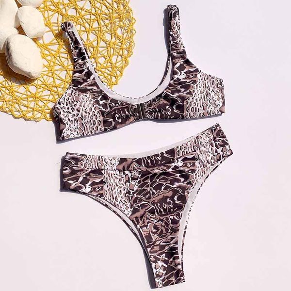 

new floral printed bikini women high waist swimwear female swimsuit push up bikini set striped bather bathing suit swim 5336