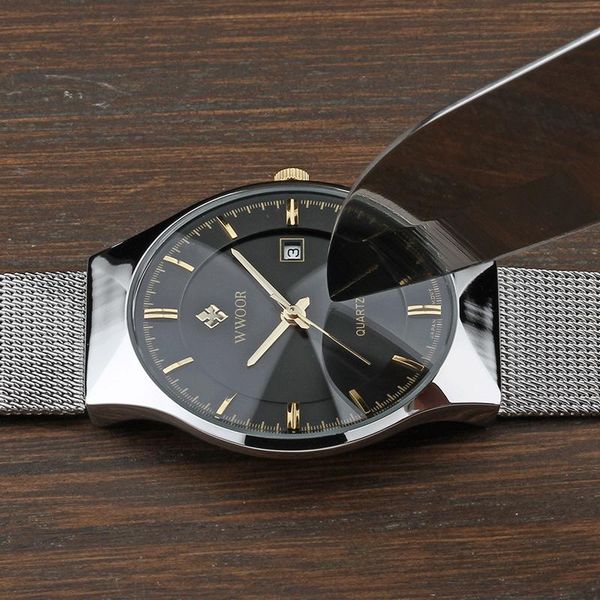 

wristwatches wwoor 8016 men's watch waterproof men quartz wrist watches stainless steel simple clock erkek kol saati, Slivery;brown