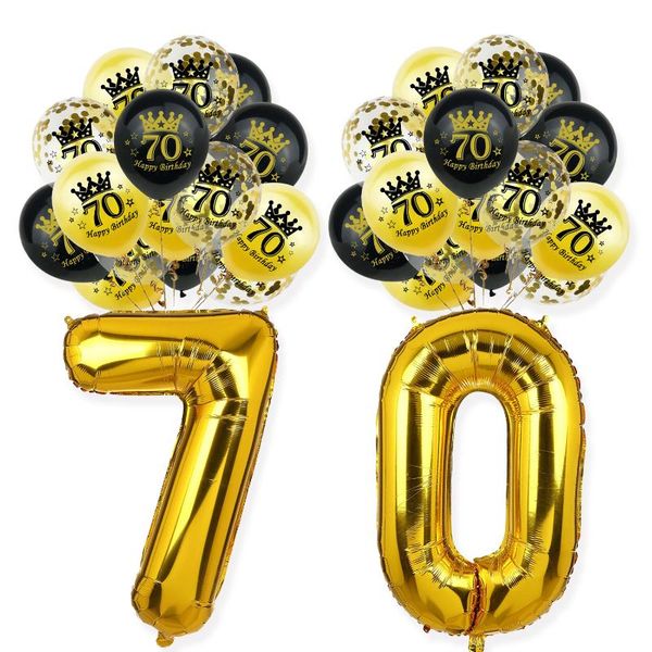 

party decoration happy 70th birthday decorations 70 years old balloon 12inch latex confetti number foil anniversary supply