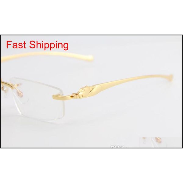 

selling rimless gold optical metal leopard series eyeglasses square eyewear glasses male and female with box c decor qyljck pingtoy, Blue