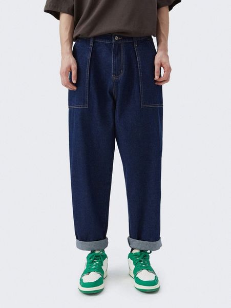 

men rolled hem carrot jeans u4m1#, Blue