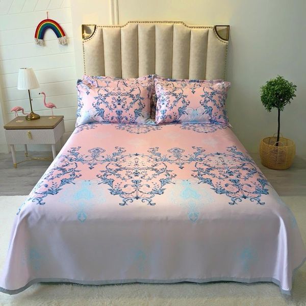 

bedding sets elegant pattern printing easy-to-clean foldable summer cool sleeping mat pillowcase ice silk mattress for use household oceania