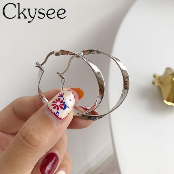 

other simple 925 sterling silver earrings large circel for women fashion daily all-match charm fine jewelry, Golden;silver