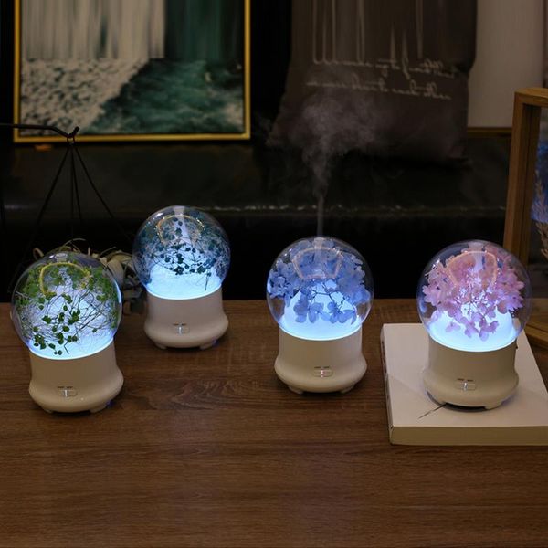 

fashion flower hydrangea gypsophila essential oil aroma diffuser 7 color led night light home air humidifier home decor#38