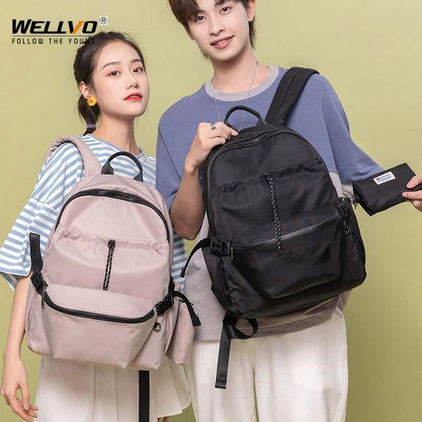

backpack 3 in 1 simple female women school bag for teenage girl casual solid color rucksack quality travel shoulder x192c