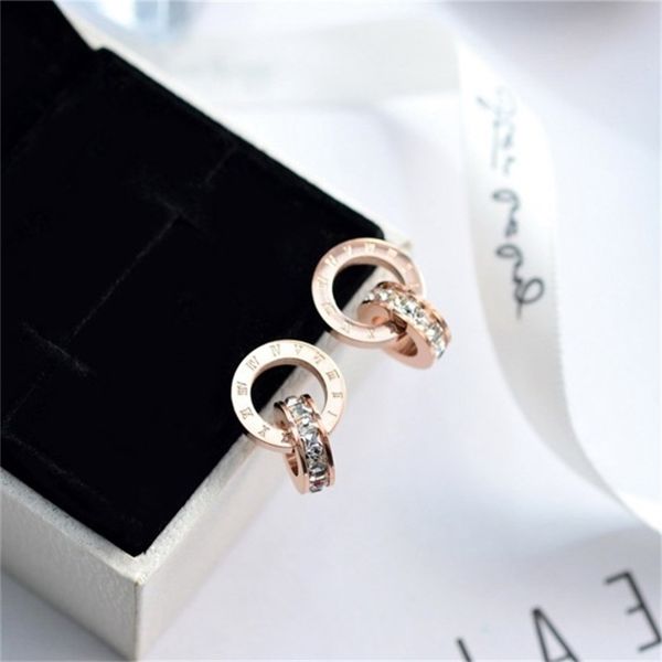 

popular roman digital double ring ears with diamond female personality exaggerated ears geometric lady ears, Golden