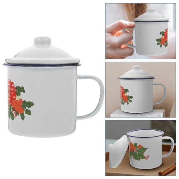 

mugs 1 pc durable enamel drinking mug cup office creative (white)