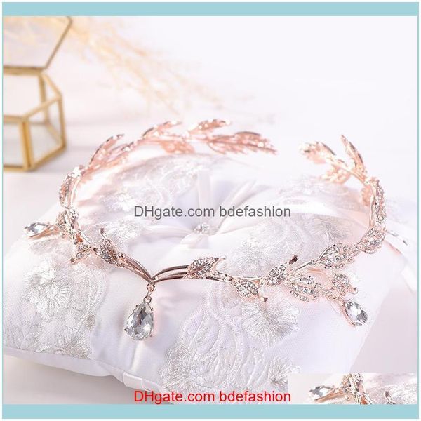 

hair jewelryhair clips & barrettes rose gold crystal crown bridal aessory wedding rhinestone teardrop leaf tiara headband frontlet bride jew, Golden;silver