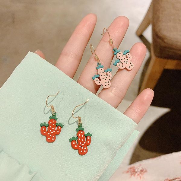 

dangle & chandelier zdmxjl 2021 trend funny women earring small design cactus shape ear hook unusual earrings jewelry for ladies gifts whole, Silver
