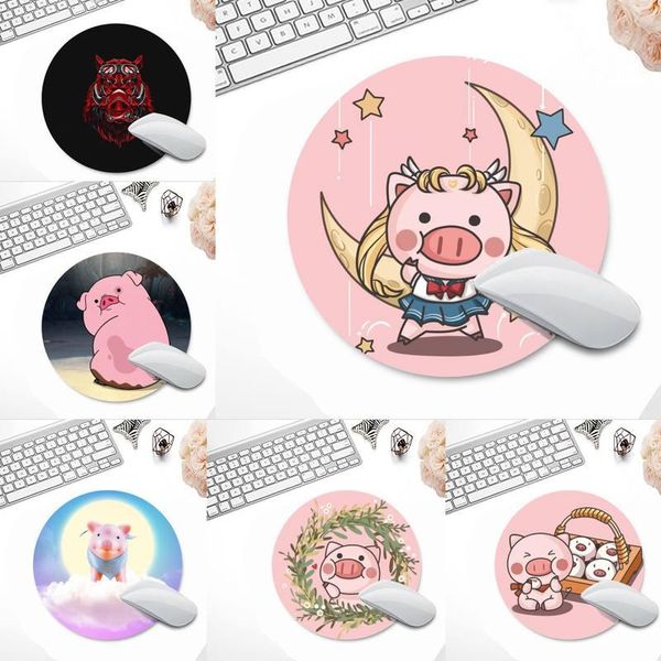 

mouse pads & wrist rests pig cartoon cute fun kawaii rubber mousepad desk table protect game office work round mat pad xl non-slip lapcu