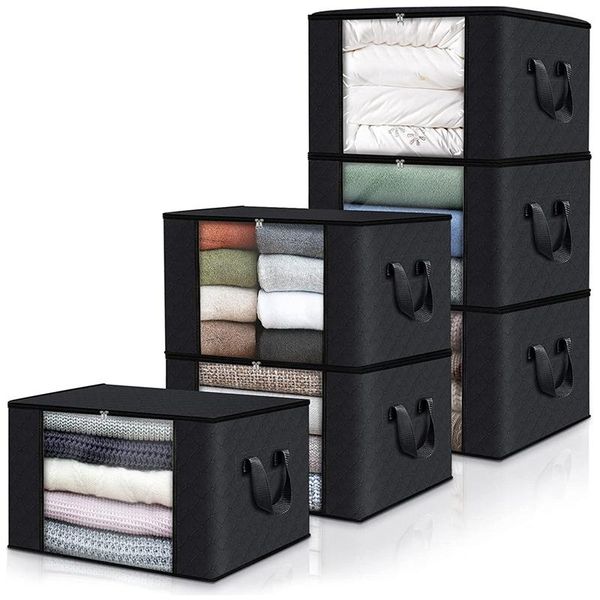 

storage bags 6-pack clothes storage, foldable blanket bags, containers for organizing bedroom, closet