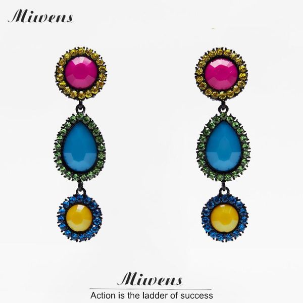

dangle & chandelier miwens colorful rhinestone teardrop earrings for women 2021 bright tassel square heart flower hanging ear bjioux, Silver