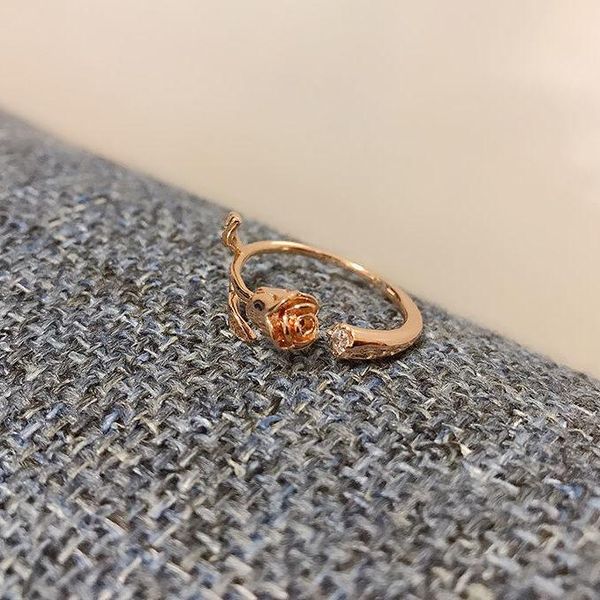 

cluster rings designer original diamond-studded rose flower decoration opening adjustable ring elegant retro cold wind ladies silver jewelry, Golden;silver